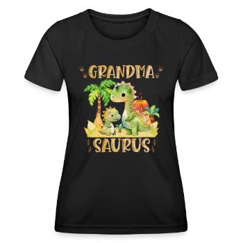 Omasaurus Dinosaurier Grandma Muttertag Granny - Frauen Funktions-T-Shirt - Schwarz - Vorne - AI Model Female 172 light (172cm)