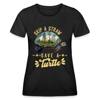 Save the turtles Environmental protection ocean - Women's Functional T-Shirt - black - Front - AI Model Female 172 light (172cm)