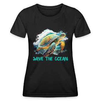 Save the turtles Environmental protection ocean - Women's Functional T-Shirt - black - Front - AI Model Female 172 light (172cm)