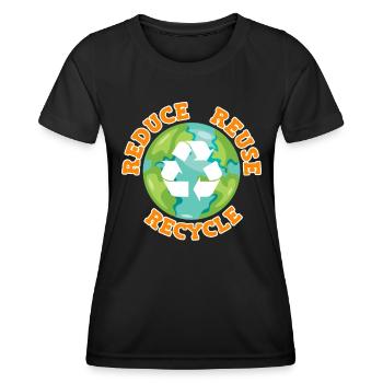 Reduce Recycle Umweltliebe Umweltschutz - Frauen Funktions-T-Shirt - Schwarz - Vorne - AI Model Female 172 light (172cm)