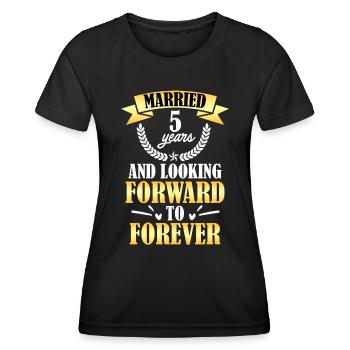 Wooden wedding 5th wedding anniversary - Women's Functional T-Shirt - black - Front - AI Model Female 172 light (172cm)