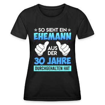 30 Jahre durchgehalten Ehemann 30. Hochzeitstag - Frauen Funktions-T-Shirt - Schwarz - Vorne - AI Model Female 172 light (172cm)