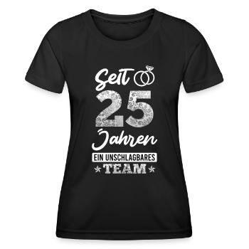 25 Jahre verheiratet 25. Hochzeitstag - Frauen Funktions-T-Shirt - Schwarz - Vorne - AI Model Female 172 light (172cm)