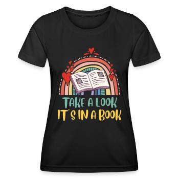 Jetez un oeil C’est dans un livre Amoureux du livre et du livre - T-shirt sport Femme - noir - Devant - AI Model Female 172 light (172cm)