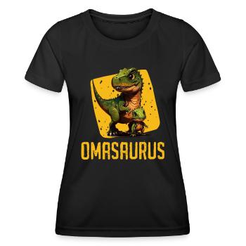 Omasaurus Dinosaurier Grandma Muttertag Granny - Frauen Funktions-T-Shirt - Schwarz - Vorne - AI Model Female 172 light (172cm)
