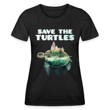 Save the Turtles Species Conservation Nature Conservation - Women's Functional T-Shirt - black - Front - AI Model Female 172 light (172cm)
