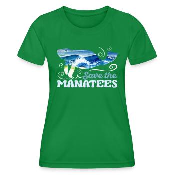 Save the Ocean Manatee Species Protection Endangered Animals - Women's Functional T-Shirt - kelly green - Front - AI Model Female 172 dark (172cm)