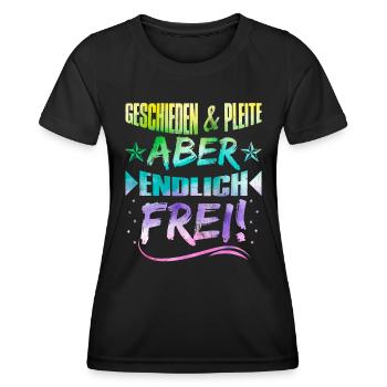 Geschieden und Pleite aber Frei Scheidungsparty - Frauen Funktions-T-Shirt - Schwarz - Vorne - AI Model Female 172 light (172cm)