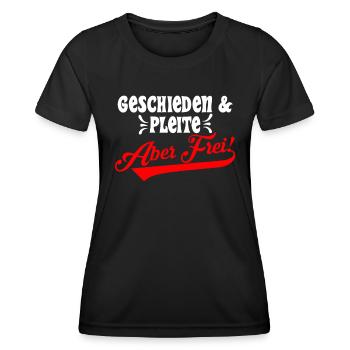 Geschieden & Pleite aber Frei! Scheidungsparty - Frauen Funktions-T-Shirt - Schwarz - Vorne - AI Model Female 172 light (172cm)
