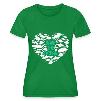 Save The Ocean Ocean Protection Environment - Women's Functional T-Shirt - kelly green - Front - AI Model Female 172 dark (172cm)