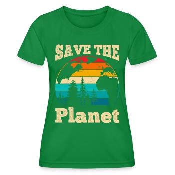 Save Our Planet Design Environmentalists - Women's Functional T-Shirt - kelly green - Front - AI Model Female 172 dark (172cm)