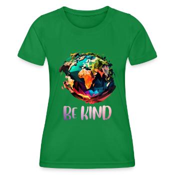 Be Kind Rette die Erde Umweltschutz Naturschutz - Frauen Funktions-T-Shirt - Kelly Green - Vorne - AI Model Female 172 dark (172cm)