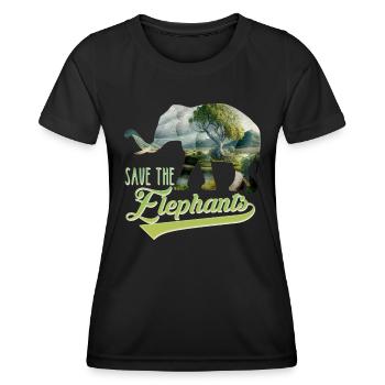 Save the Elephants Artenschutz bedrohte Arten - Frauen Funktions-T-Shirt - Schwarz - Vorne - AI Model Female 172 light (172cm)