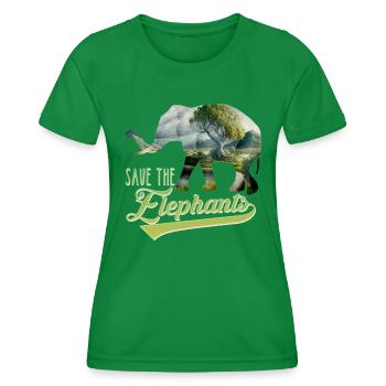 Save the Elephants Species Conservation Espèces menacées - T-shirt sport Femme - vert - Devant - AI Model Female 172 dark (172cm)