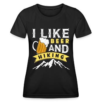 Hiking Beer Fan I like Beer and Hiking Funny - Women's Functional T-Shirt - black - Front - AI Model Female 172 light (172cm)