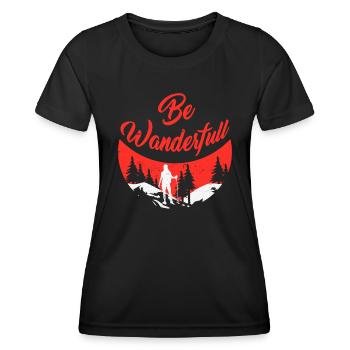 Be Wanderfull Bergfan Wandern Randonnée - T-shirt sport Femme - noir - Devant - AI Model Female 172 light (172cm)