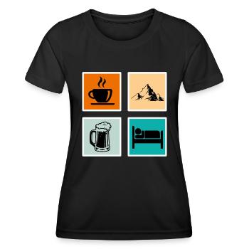 Bergfan Kaffeelover Bierfan Summit Wanderer - T-shirt sport Femme - noir - Devant - AI Model Female 172 light (172cm)