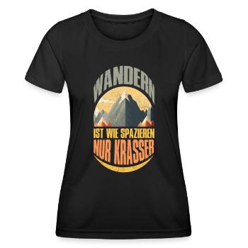 Wanderer Naturburschen Wandern lustig Bergsteiger - Frauen Funktions-T-Shirt - Schwarz - Vorne - AI Model Female 172 light (172cm)