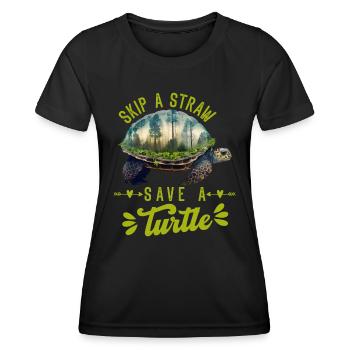 Save the turtles Environmental Protection Ocean - Women's Functional T-Shirt - black - Front - AI Model Female 172 light (172cm)