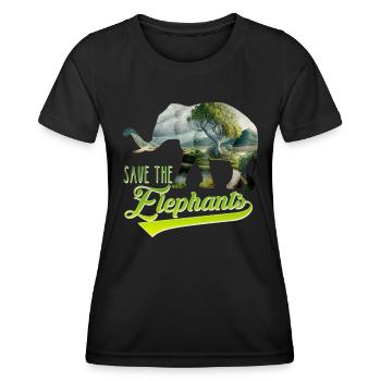 Save the Elephants Artenschutz bedrohte Arten - Frauen Funktions-T-Shirt - Schwarz - Vorne - AI Model Female 172 light (172cm)