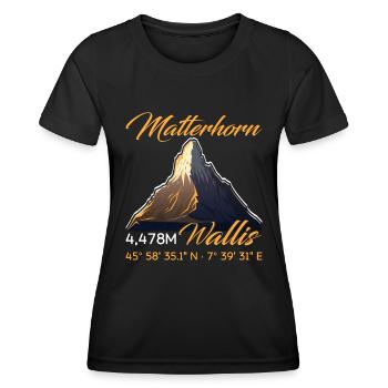 Matterhorn Wanderer Bergfan klettern Hiking - Frauen Funktions-T-Shirt - Schwarz - Vorne - AI Model Female 172 light (172cm)