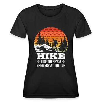 Wanderer lustig Bierfan Wandern Bergsteigen Berge - Frauen Funktions-T-Shirt - Schwarz - Vorne - AI Model Female 172 light (172cm)