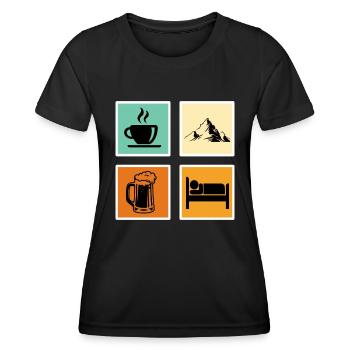 Bergfan Kaffeelover Bierfan Summit Wanderer - T-shirt sport Femme - noir - Devant - AI Model Female 172 light (172cm)