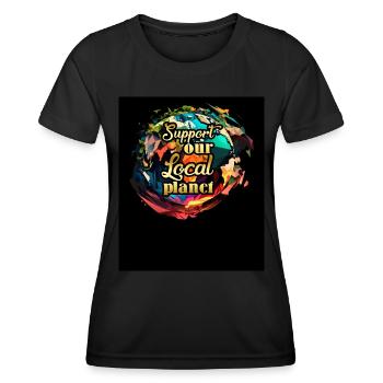 Soutenir la planète locale Protection de l’environnement Nature - T-shirt sport Femme - noir - Devant - AI Model Female 172 light (172cm)