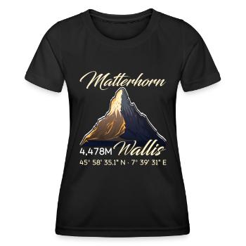 Matterhorn Wanderer Bergfan klettern Hiking - Frauen Funktions-T-Shirt - Schwarz - Vorne - AI Model Female 172 light (172cm)
