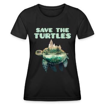 Save the turtles, species conservation, nature conservation - Women's Functional T-Shirt - black - Front - AI Model Female 172 light (172cm)