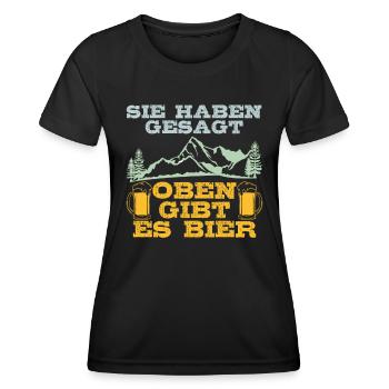 Hiker Beer Fan At the top there is beer Mountain Fan Mountains - Women's Functional T-Shirt - black - Front - AI Model Female 172 light (172cm)