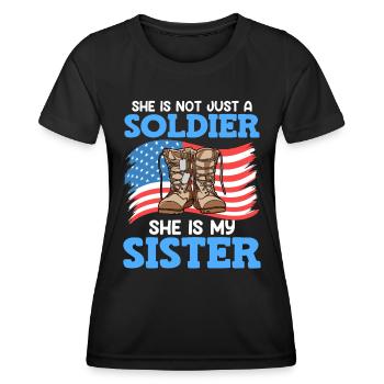Proud Brother Air Force Soldier Army Fan - Women's Functional T-Shirt - black - Front - AI Model Female 172 light (172cm)