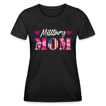 Military Fan Moms Patriotism America Mom - Women's Functional T-Shirt - black - Front - AI Model Female 172 light (172cm)