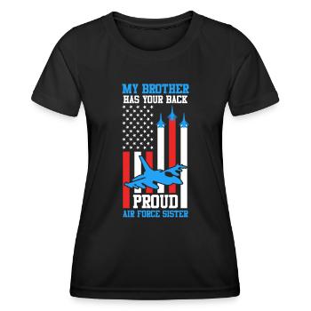 Proud Sister Air Force Soldiers Brother USA - T-shirt sport Femme - noir - Devant - AI Model Female 172 light (172cm)