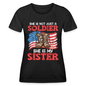 Proud Brother Air Force Soldier Army Fan - Women's Functional T-Shirt - black - Front - AI Model Female 172 light (172cm)