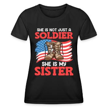 Proud Brother Air Force Soldier Army Fan - Women's Functional T-Shirt - black - Front - AI Model Female 172 light (172cm)