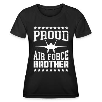 Stolzer Bruder Air Force Amerika I love USA - Frauen Funktions-T-Shirt - Schwarz - Vorne - AI Model Female 172 light (172cm)