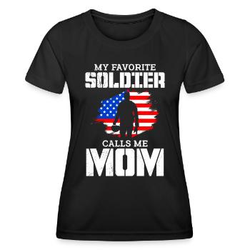 Proud Mom Soldier Military Fan America USA - Women's Functional T-Shirt - black - Front - AI Model Female 172 light (172cm)