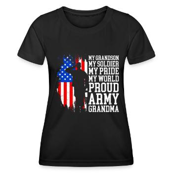 Proud Granny USA Soldiers America Military Patriots - T-shirt sport Femme - noir - Devant - AI Model Female 172 light (172cm)
