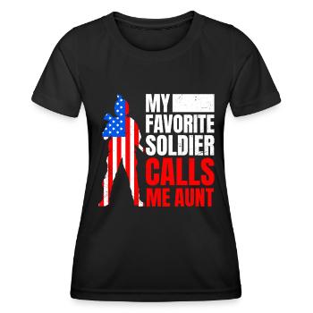 Soldiers Aunts Military Fan America Patriots - Women's Functional T-Shirt - black - Front - AI Model Female 172 light (172cm)