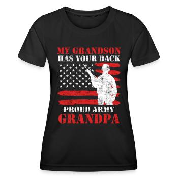 Stolzer Opa Soldaten Enkel Army Fan Amerika - Frauen Funktions-T-Shirt - Schwarz - Vorne - AI Model Female 172 light (172cm)
