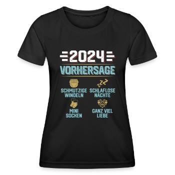 Vorhersage 2024 bald Vater Babyparty 2024 - Frauen Funktions-T-Shirt - Schwarz - Vorne - AI Model Female 172 light (172cm)