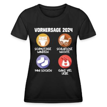 Baby Vorhersage 2024 werdende Mama 2024 - Frauen Funktions-T-Shirt - Schwarz - Vorne - AI Model Female 172 light (172cm)