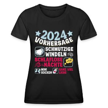 Vorhersage 2024 bald Vater Babyparty 2024 - Frauen Funktions-T-Shirt - Schwarz - Vorne - AI Model Female 172 light (172cm)