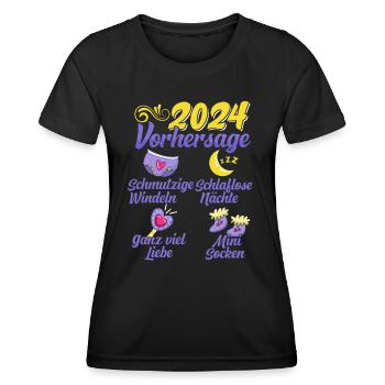 Baby Vorhersage 2024 werdende Mutter 2024 - Frauen Funktions-T-Shirt - Schwarz - Vorne - AI Model Female 172 light (172cm)