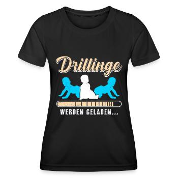 Drillinge werden geladen 2024 werdende Mama - Frauen Funktions-T-Shirt - Schwarz - Vorne - AI Model Female 172 light (172cm)