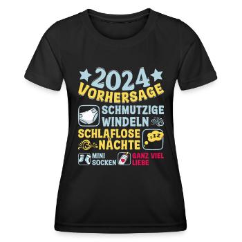 Vorhersage 2024 bald Vater Babyparty 2024 - Frauen Funktions-T-Shirt - Schwarz - Vorne - AI Model Female 172 light (172cm)