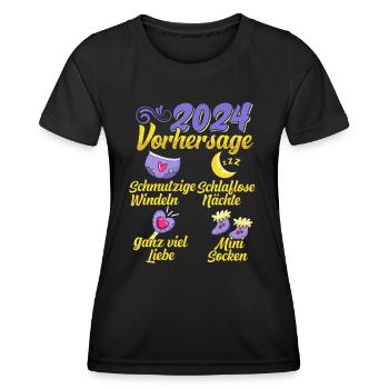 Baby Vorhersage 2024 werdende Mutter 2024 - Frauen Funktions-T-Shirt - Schwarz - Vorne - AI Model Female 172 light (172cm)
