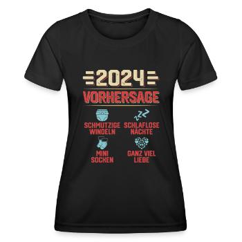 Vorhersage 2024 bald Vater Babyparty 2024 - Frauen Funktions-T-Shirt - Schwarz - Vorne - AI Model Female 172 light (172cm)