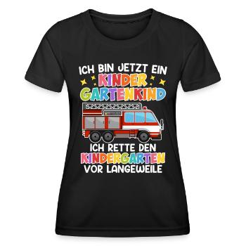 Ich bin jetzt ein Kindergartenkind Einschulung - Frauen Funktions-T-Shirt - Schwarz - Vorne - AI Model Female 172 light (172cm)